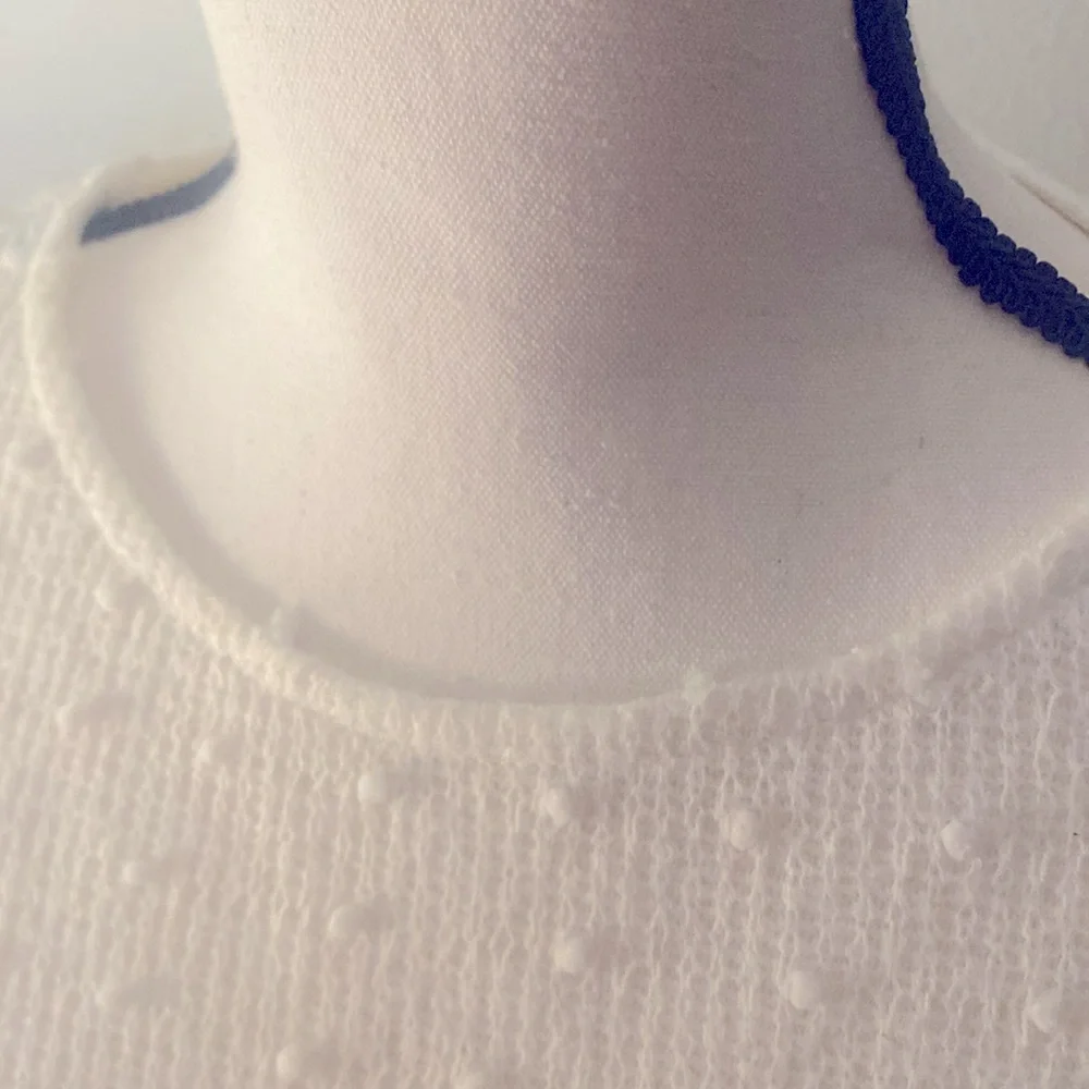 Ivory Raised Polka dot Sweater, Puff Sleeve